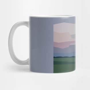 Full moon above green meadow, minimalism in nature. Mug